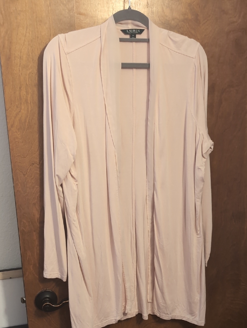 Lauren Ralph Lauren Pale Pink Open-Front Cardigan